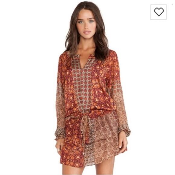 Gypsy 05 | Girih Peasant Boho Print Silk Dress - Picture 1 of 8